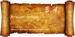 Breier Árpád névjegykártya